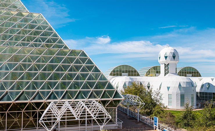 Exterior of Biosphere 2 during the day