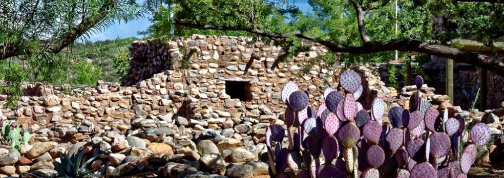 The cactus-surrounded ruins at Besh-Ba-Gowah Archaelogical Park in Globe, Arizona