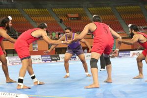 Players of Khalsa Warriors & Vancouver Lions are in action