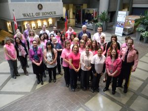 Surrey RCMP officers and staff wearing pink to show their support