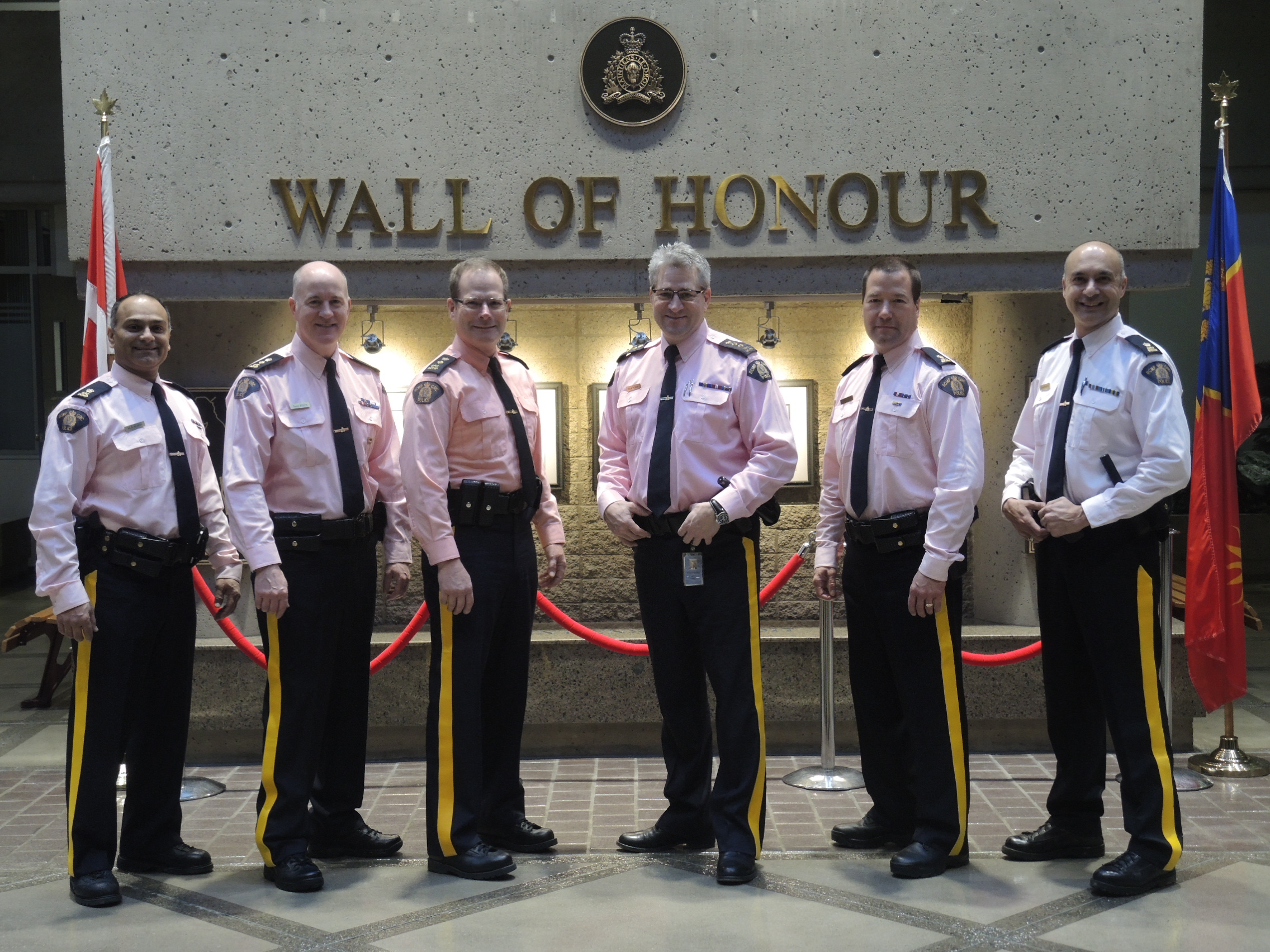 Surrey RCMP officers and staff wearing pink to show their support