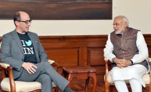 The CEO, Twitter, Mr. Dick Costolo calling on Indian Prime Minister, Shri Narendra Modi, in New Delhi on March 24, 2015. 