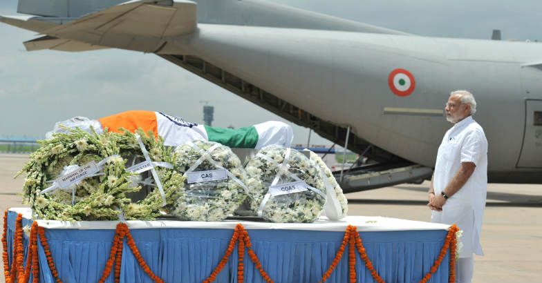 Indian Prime Minister paying tribute to A P J Abdul Kalam