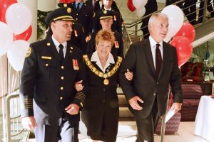 Mayor Lois Jackson with Fire Chief Dan Copeland and Chief Administrative Officer George Harvie at Fire Service Awards