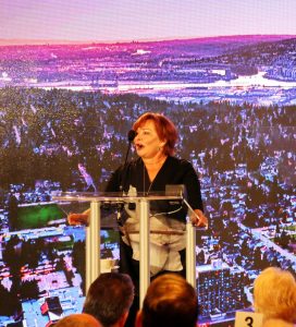 Mayor Linda Hepner shares the city’s success stories and trends with a room packed with Surrey’s business community. 