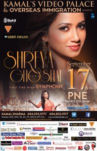 SHREYA GHOSHAL IN VANCOUVER 2017