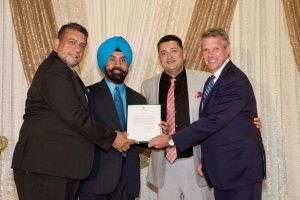 MP Surrey Newton, Sukh Dhaliwal, PICS CEO Satbir Cheema, PICS President Bobby Pawar, MP Cloverdale Langley John Aldag.