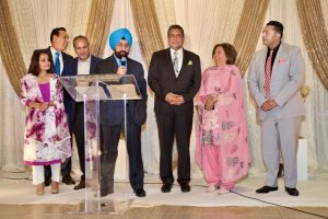 MLA Rachna Singh, MLA Jagrup Brar, Minister of Labour Harry Bains, PICS CEO Satbir Cheema, MP Sukh Dhaliwal, Minister of Citizen Services Jinny Sims, PICS President Bobby Pawar.