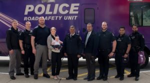 Alexa’s Team Officers with Supt. Harj Sidhu in the middle (from left to right) – Cst. Grayson Smith, Cst. Josh Lehbauer, Cst. Jim Ingram, Cst. Emily Wawruck, Supt. Harj Sidhu, Cst. Harprit Hair, Cst. Jeremy Pearce, Cst. Gordy Gill, Cst. Sarb Singh. (Not Pictured – Cst. Taylor Armstrong and Cst. Mathew Taylor).