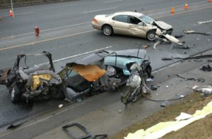 Nordel Way is the corridor with the most collisions in Delta. This serious two-car crash occurred on Nordel Way a number of years ago, and the photo is being released to underscore why police are focusing enforcement efforts there. Photo: Submitted.