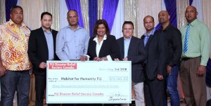 Directors of Fiji Disaster Relief Society (L-R): Petaia Usakilakiba, Assistant Secretary, Raj Anjum, Treasurer, Salesh Prasad, Secretary, Kamilla Singh, Chair, Dinesh Khanna, Director, Bob Jatan, Assistant Treasure, Irshad Khan, Assistant Chair, and Kavin Chand President. 