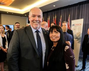 Premier John Horgan and Haisla First Nation Chief Councillor Crystal Smith at Tuesday’s official announcement.  A $40-billion investment by LNG Canada shows BC’s future can balance economic opportunity and job creation with forward-looking environmental action that meets the Province’s climate action goals. 