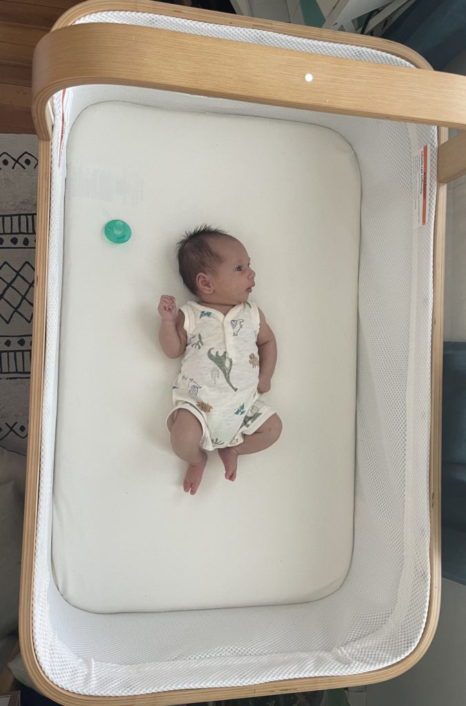 Baby Niccolo Luan sleeping in his Cradlewise smart crib