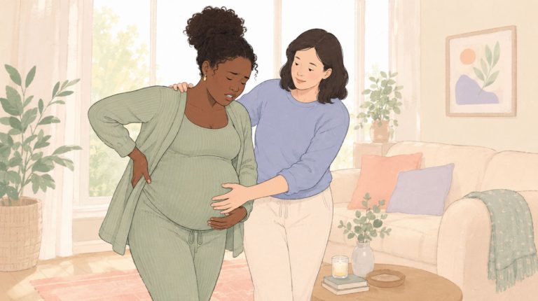 A woman having contractions and wondering about weird signs of labor
