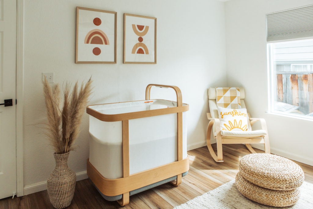 Cradlewise smart crib in a fall nursery that is nursery inspired by fall decor