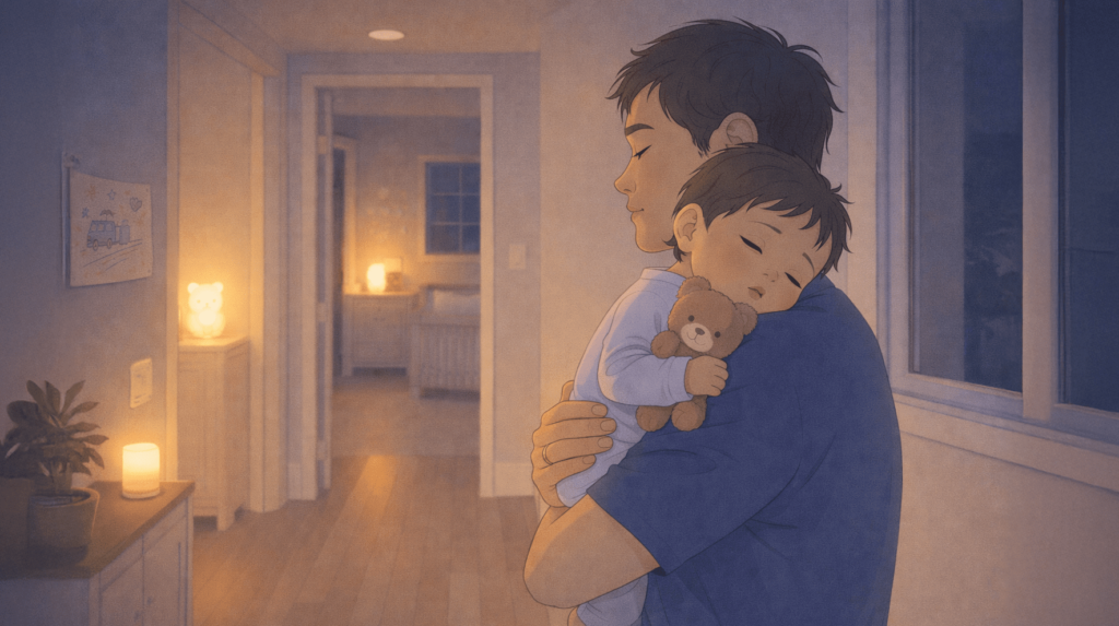 toddler sleep dad carrying