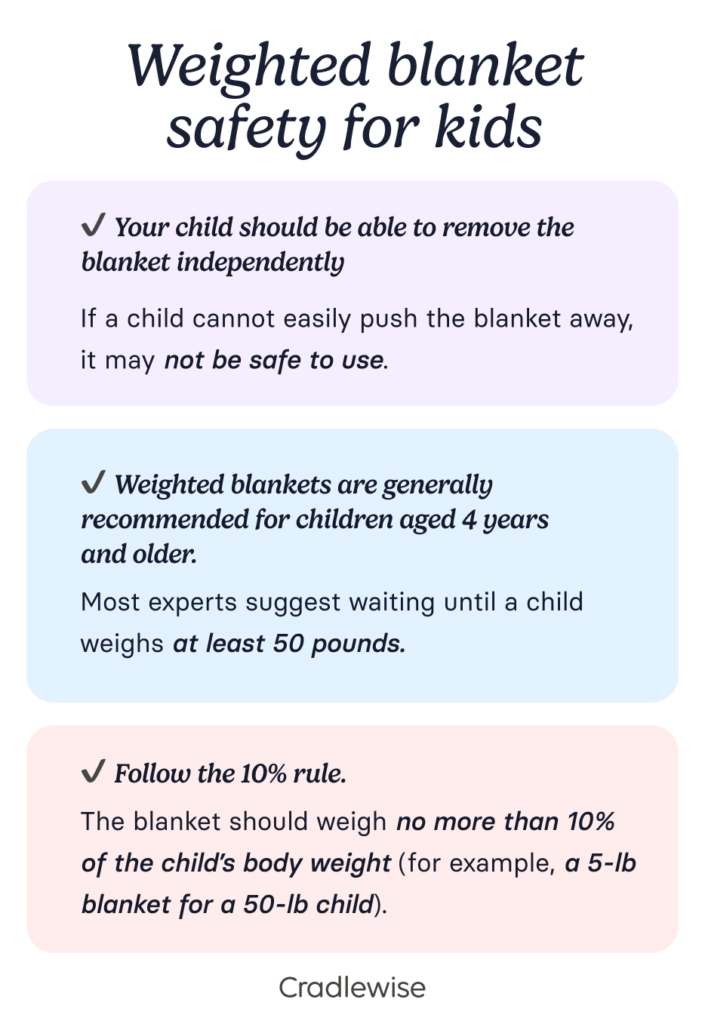 Table on expert tips on weighted blankets for kids