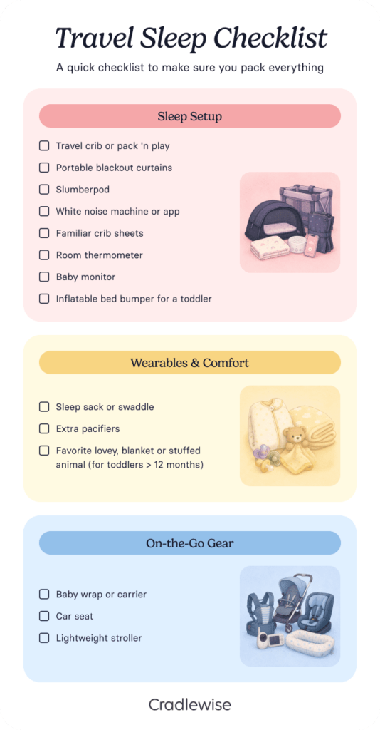 A baby travel sleep checklist to make sure you pack everything useful for your baby