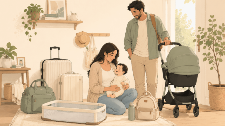 parent and baby traveling sleeping