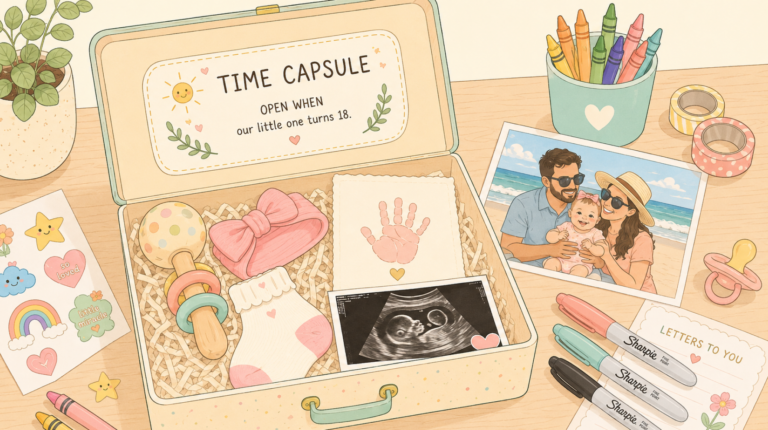 A time capsule with all the things that go in your baby's time capsule