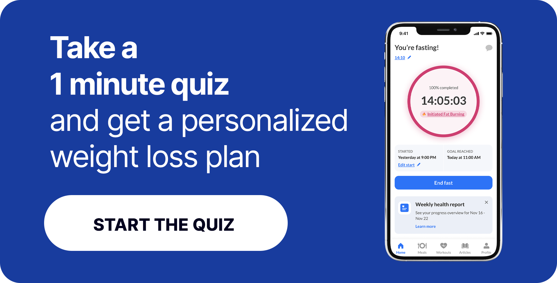 take a 1 minute quiz and get a personalized weight loss plan