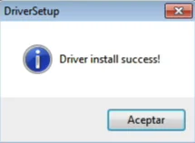 Instalación del controlador exitosa
