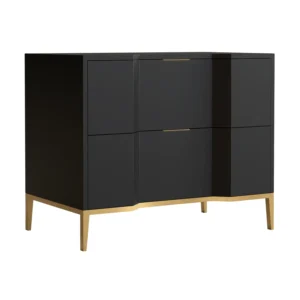 Arya Nightstand shown in Black Denim wood finish with Opaque Gold finish.