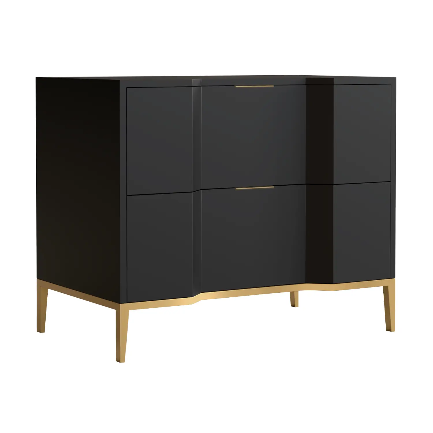 Arya Nightstand shown in Black Denim wood finish with Opaque Gold finish.