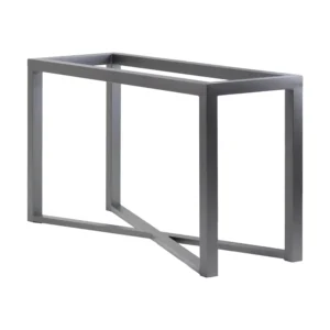 Emerson Metal Table Base shown in Opaque Light Silver finish. Shown in an angle view.