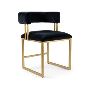 Gable Chair shown in Opaque Gold Finish with Black Velvet Performance Fabric.