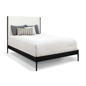 Nile 1248 queen HBWS shown in Matte Black finish with Lyric Ivory fabric.
