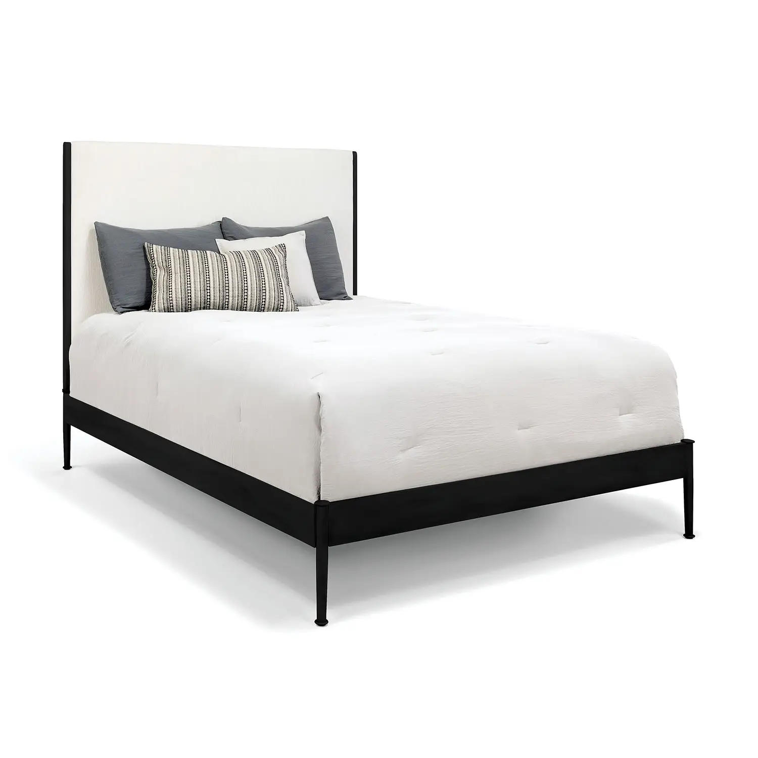 Nile 1248 queen HBWS shown in Matte Black finish with Lyric Ivory fabric.