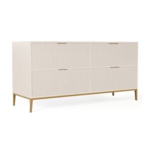 Wesley Allen Nova Wood and Metel Dresser shdown in Opaque Gold finish with Vanilla Bean Wood Finish