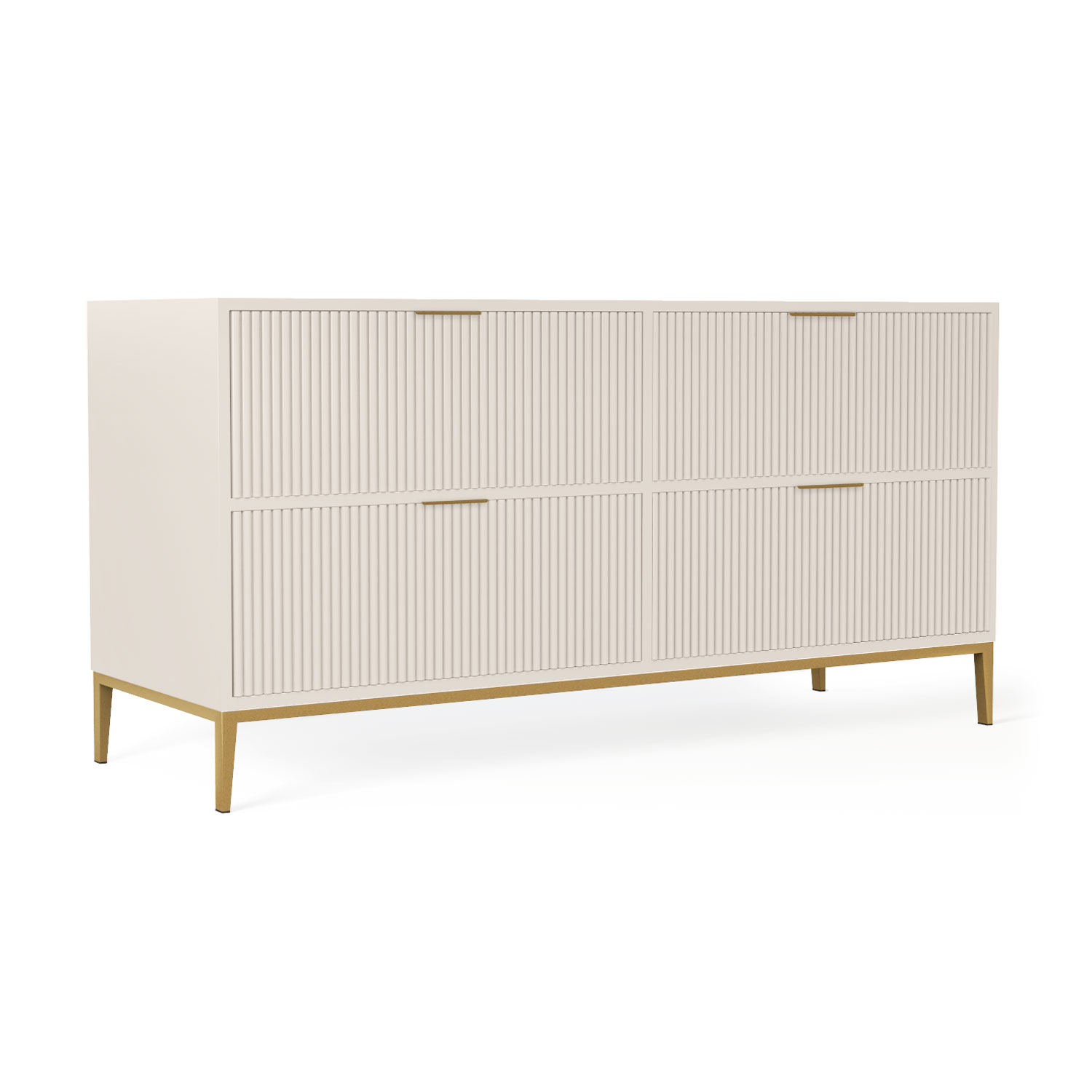 Wesley Allen Nova Wood and Metel Dresser shdown in Opaque Gold finish with Vanilla Bean Wood Finish