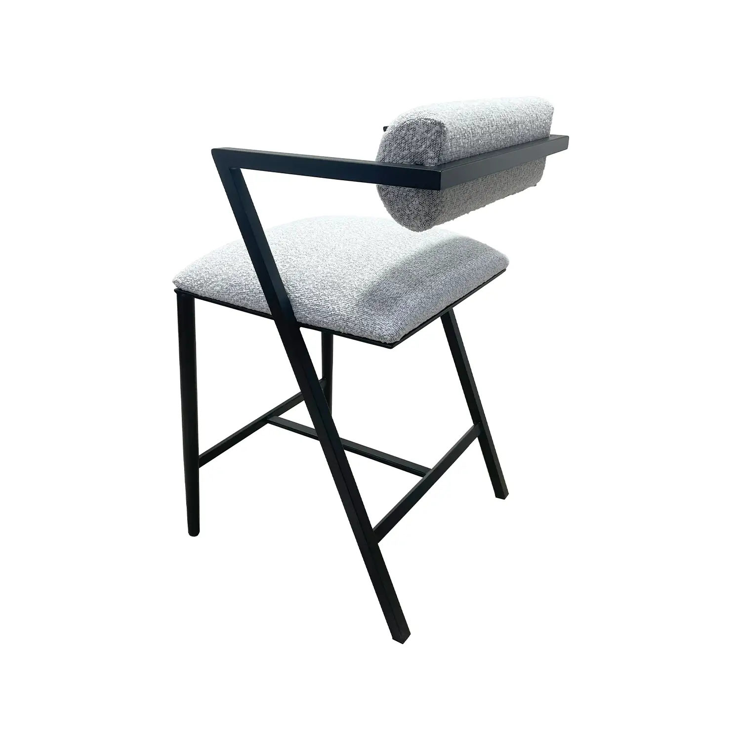 Solaris shown in Matte Black Finish with Zen Dawn Performance Fabric. Shown in a back angle view.