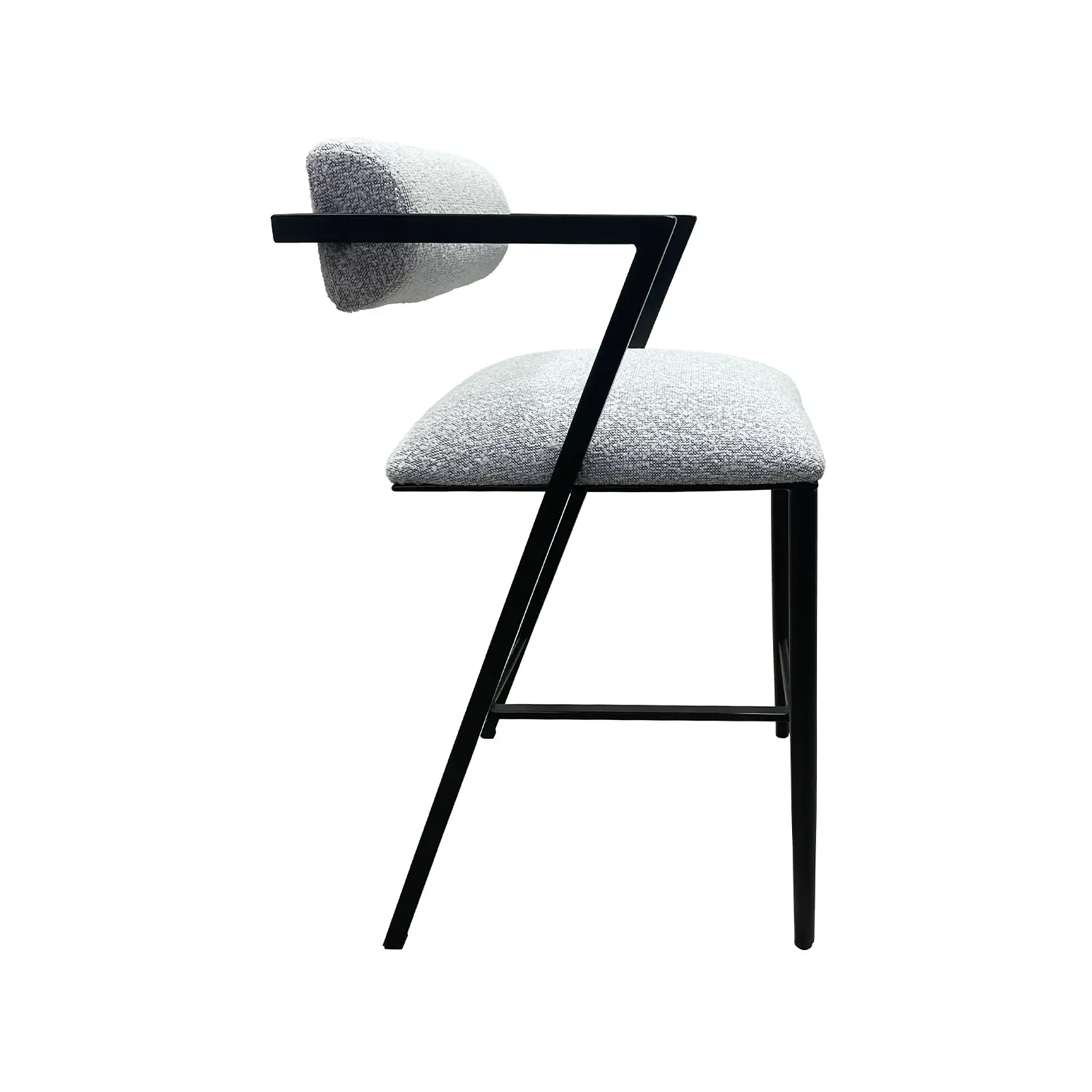 Solaris shown in Matte Black Finish with Zen Dawn Performance Fabric. Shown in a side view.