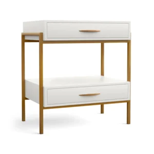 Toki Nightstand OpaqueCopper finish white woodFinish angle2 C