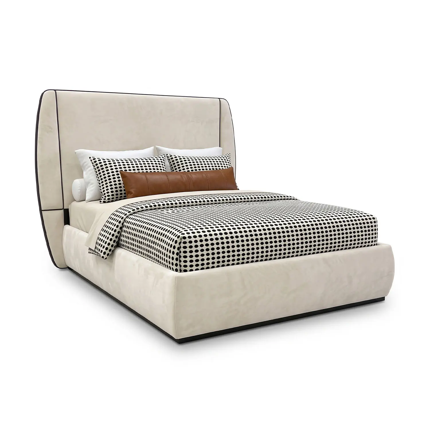 WesleyAllen Laurent MatteBlackFinish CreamVelvetFabric angle2