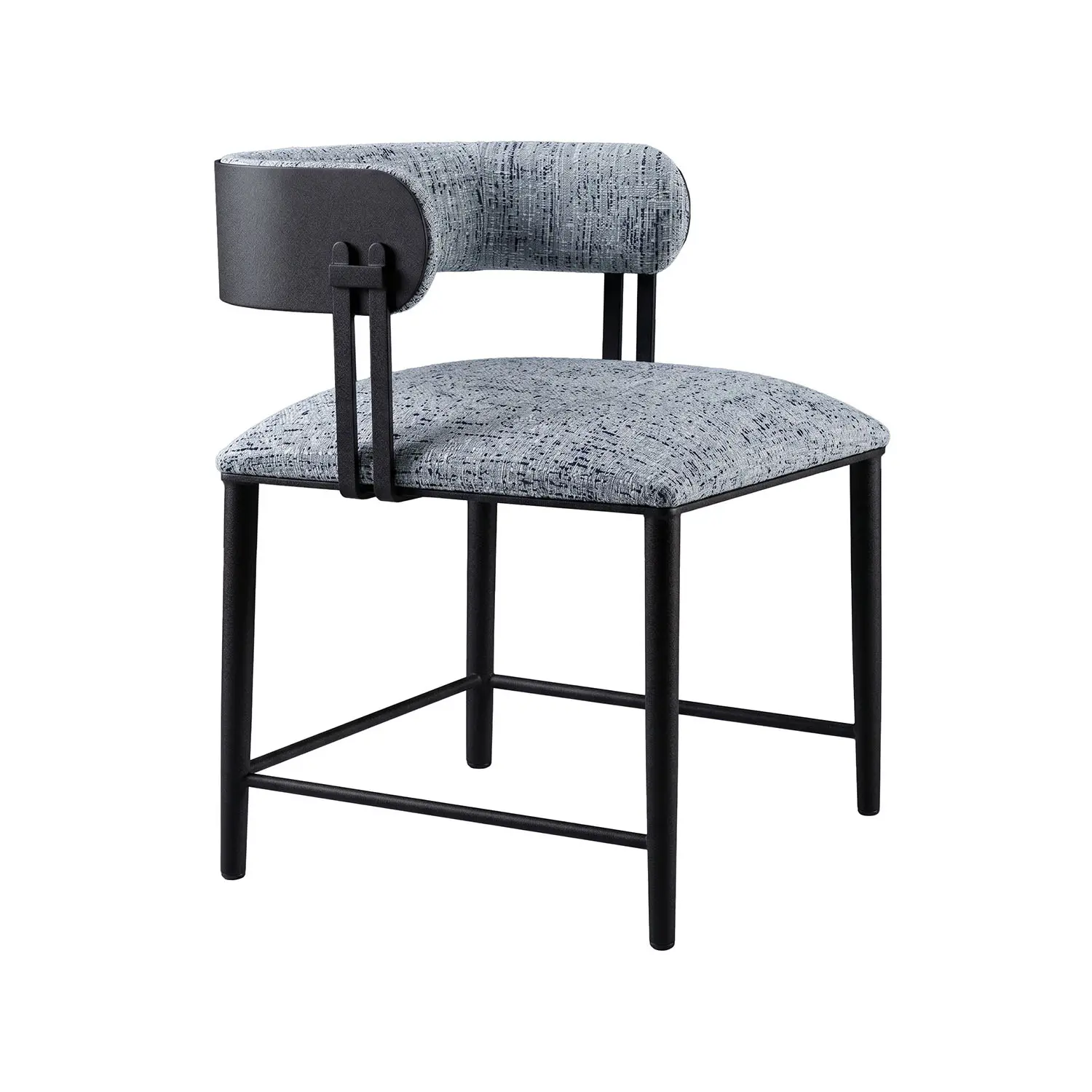 Sinclair dining chairs (DC807H18) in Matt Black and Sea Breeze Performance Fabric from our Passport Collection by Valdese for Wesley Allen