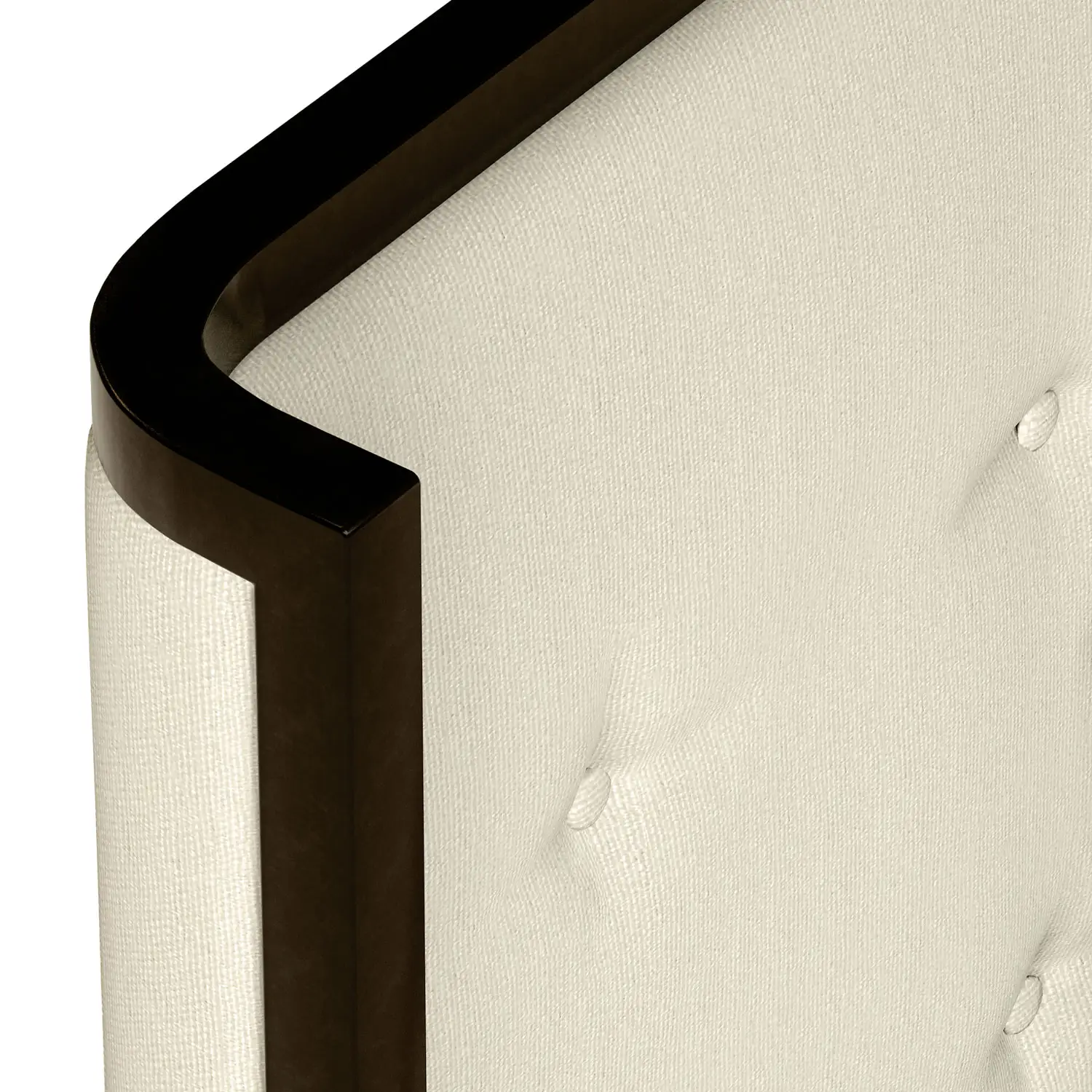 Broadway CBFS headboard close up shown in Black Suede Finish with Chalk Performance Fabric.