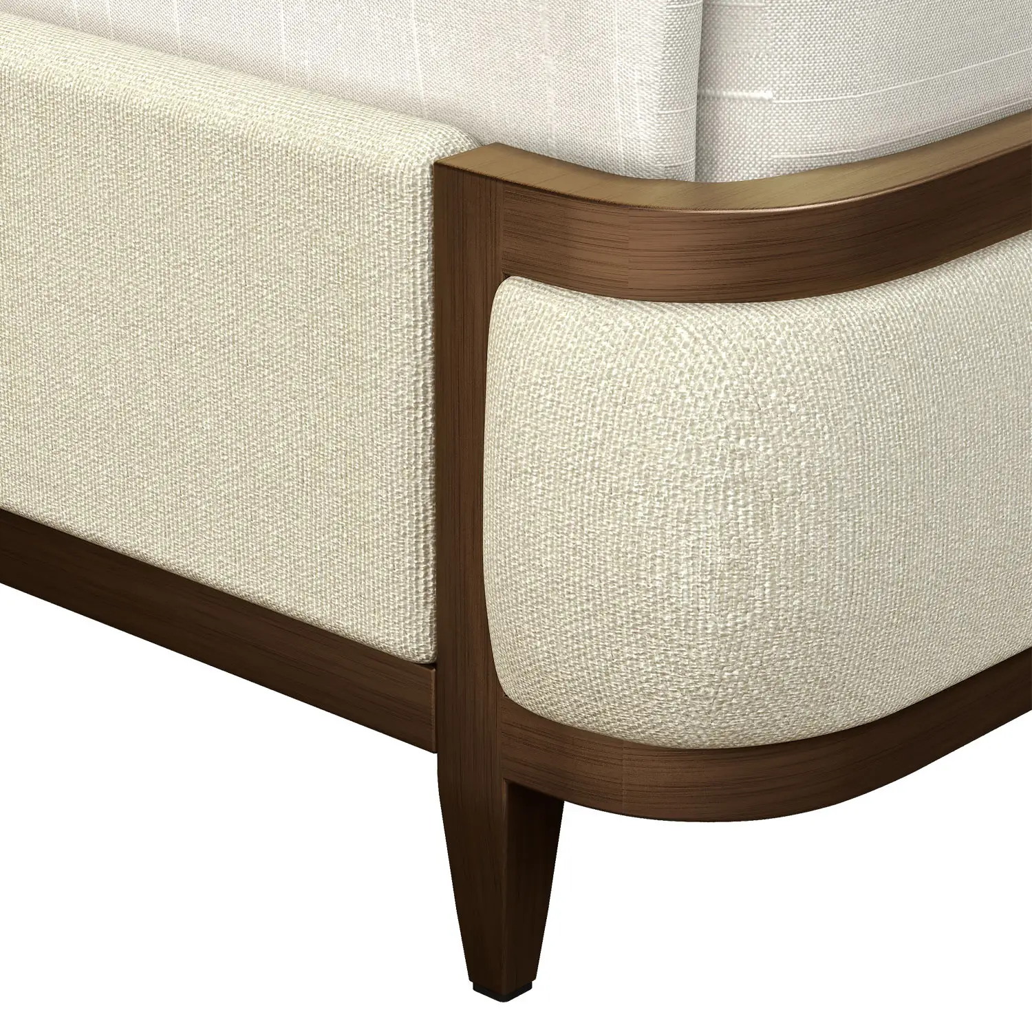 Broadway HBFS foot board closeup Hand Brushed Copper Bliss Finish with Chalk Performance Fabric.