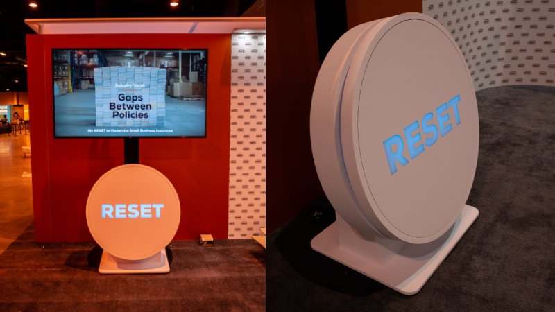Final reset button installed in trade show booth