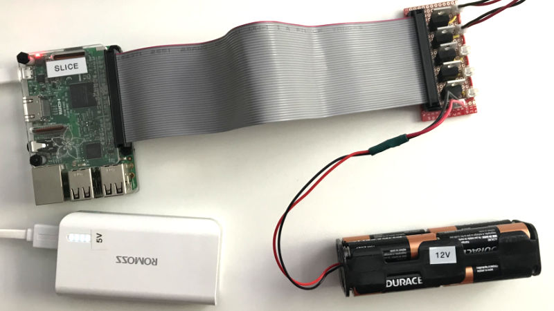 Raspberry Pi with breakout board and battery packs