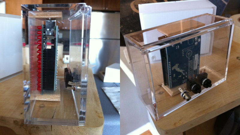 clock internal electronics in clear box