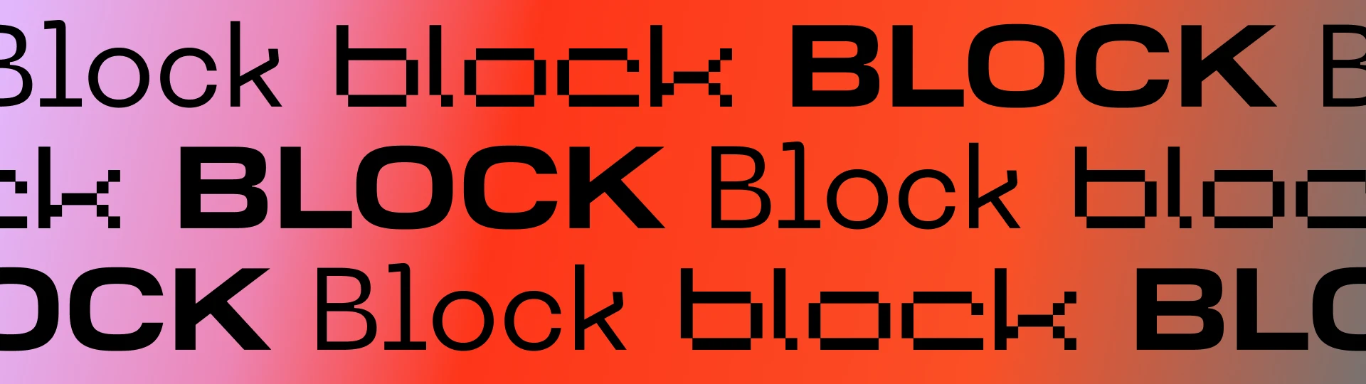 block in three fonts