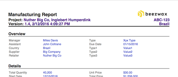 Example report - JavaScript-driven PDF from FileMaker using AngularJS