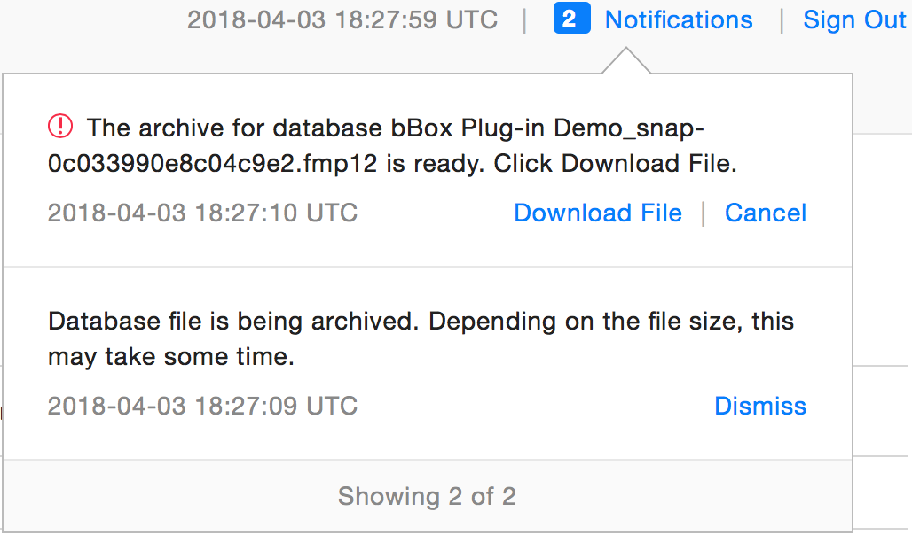 notifications that backup is ready