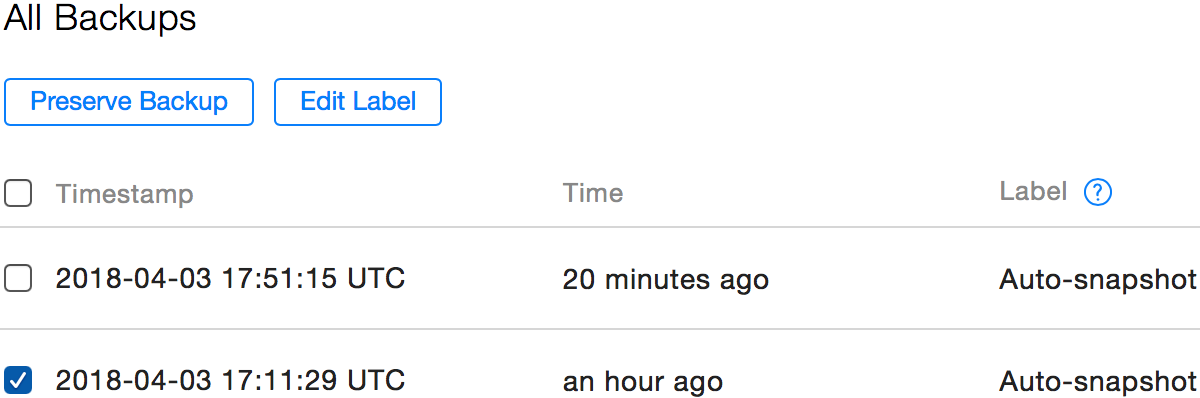 selecting backup to be preserved