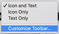 Customize Toolbar menu item
