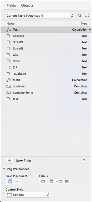 Layout - left palette